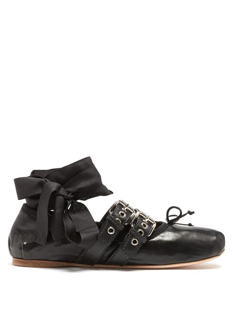 miu miu buckle flats|saks miu miou flats.